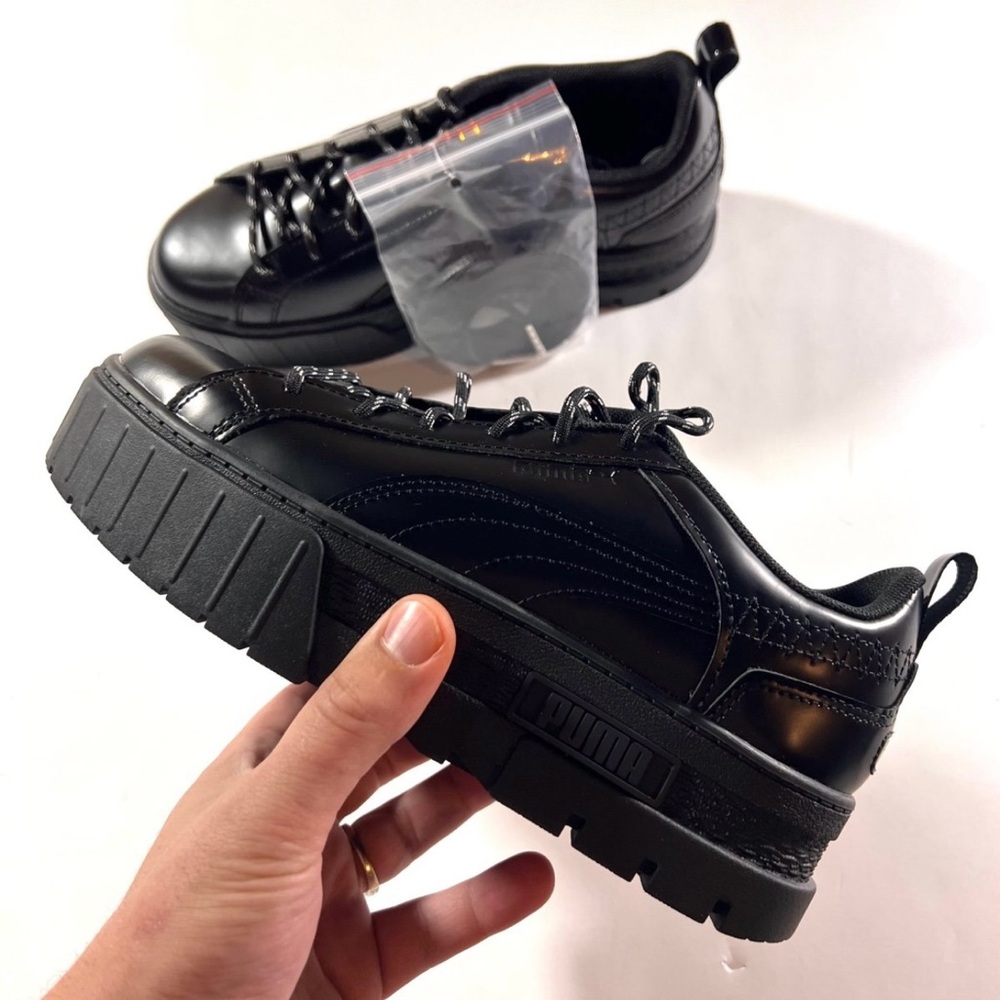 Puma Glossy Black Sneakers with Butterfly Detail